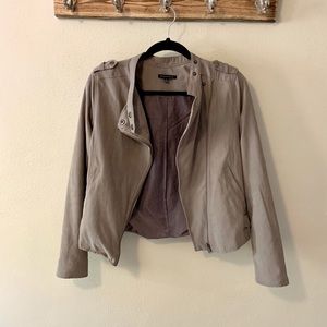 Suede jacket with asymmetrical zipper, size small.